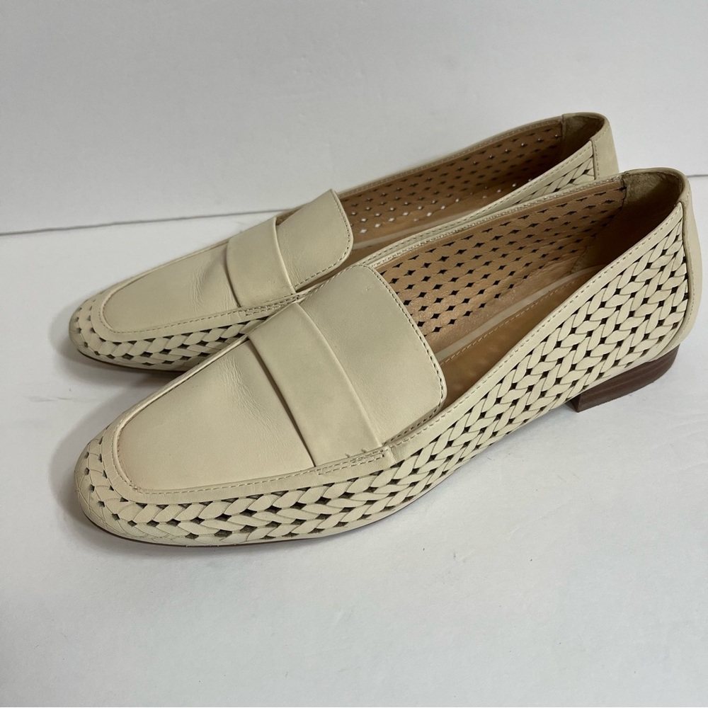 Cream Leather Classic Loafers